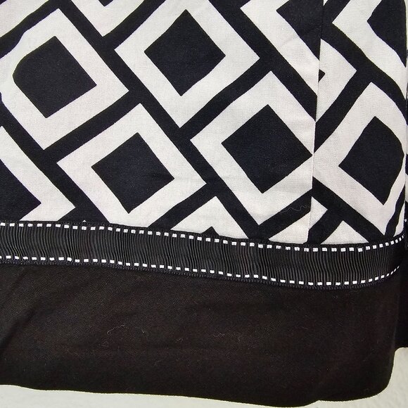 VTG RB Womens Sz 12 Monochrome Geometric Retro Midi Skirt Sustainable Cotton - Picture 3 of 9